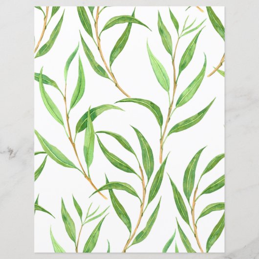 Eucalyptus waterverf patroon op wit (Voorkant)
