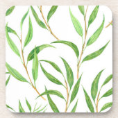 Eucalyptus waterverf patroon op wit bier onderzetter (Voorkant)