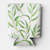 Eucalyptus waterverf patroon op wit blikjeskoeler (Voorkant)