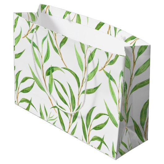 Eucalyptus waterverf patroon op wit groot cadeauzakje (Achterkant Gekanteld)