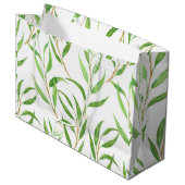 Eucalyptus waterverf patroon op wit groot cadeauzakje (Voorkant Gekanteld)