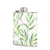 Eucalyptus waterverf patroon op wit heupfles (Links)