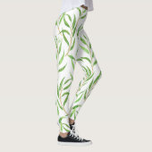 Eucalyptus waterverf patroon op wit leggings (Rechts)