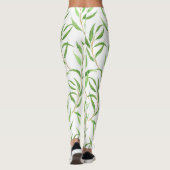 Eucalyptus waterverf patroon op wit leggings (Achterkant)