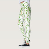 Eucalyptus waterverf patroon op wit leggings (Links)