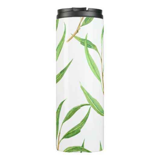 Eucalyptus waterverf patroon op wit thermosbeker (Achterkant)