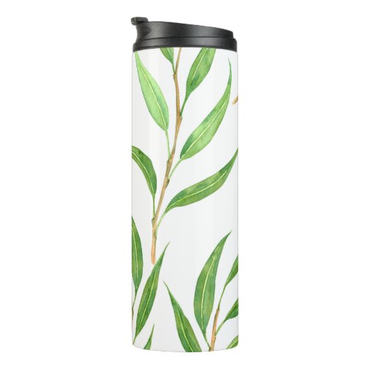 Eucalyptus waterverf patroon op wit thermosbeker (Geroteerd rechts)