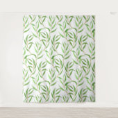 Eucalyptus waterverf patroon op wit wandkleed (Voorkant)