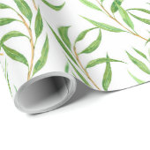 Eucalyptus waterverf patroon op witte verpakking p cadeaupapier (Rol Hoek)