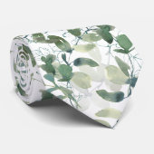 Eucalyptus Waterverf Patroon Stropdas (Opgerold)