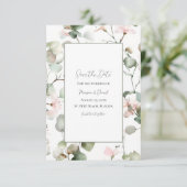 Eucalyptus Waterverf Plat Save The Date Kaart (Staand voorkant)