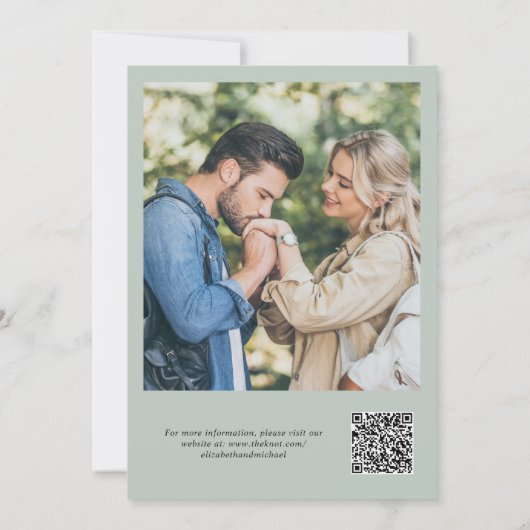 Eucalyptus Waterverf QR Code Foto Bruiloft Save The Date (Achterkant)
