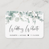 Eucalyptus Waterverf QR Code Weddenschap Website Informatiekaartje (Voorkant)