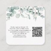 Eucalyptus Waterverf QR Code Weduwschap RSVP Informatiekaartje (Achterkant)