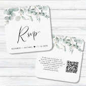 Eucalyptus Waterverf QR Code Weduwschap RSVP Informatiekaartje