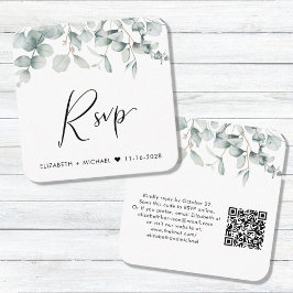 Eucalyptus Waterverf QR Code Weduwschap RSVP Informatiekaartje