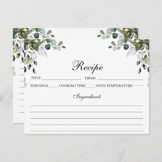 Eucalyptus Waterverf Recipe Kaart (Voorkant / Achterkant)
