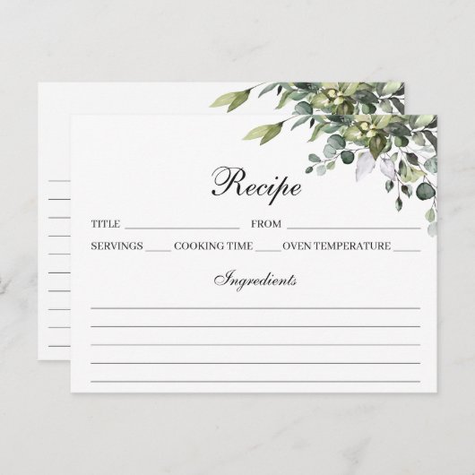 Eucalyptus Waterverf Recipe Kaart (Voorkant / Achterkant)
