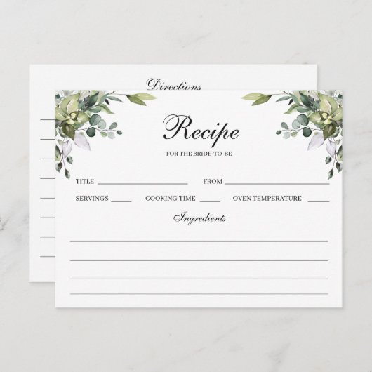 Eucalyptus Waterverf Recipe Kaart (Voorkant / Achterkant)