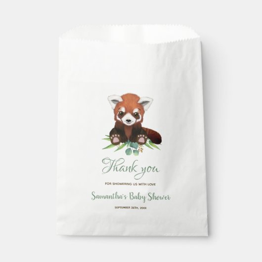 Eucalyptus Waterverf Red Panda Beer Baby shower Bedankzakje (Voorkant)