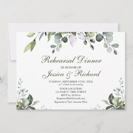 Eucalyptus Waterverf repetitie binnenste uitnodigi Kaart (Voorkant)