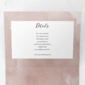 Eucalyptus waterverf roze alles in één bruiloft drieluik uitnodiging (Binnenzijde eerst)