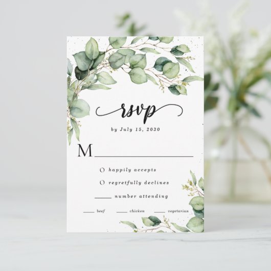 Eucalyptus Waterverf RSVP-kaart RSVP Kaartje (Staand voorkant)