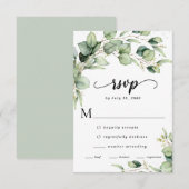 Eucalyptus Waterverf RSVP-kaart RSVP Kaartje (Voorkant / Achterkant)