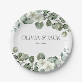Eucalyptus waterverf Rustic Groene Huwelijk Papieren Bordje