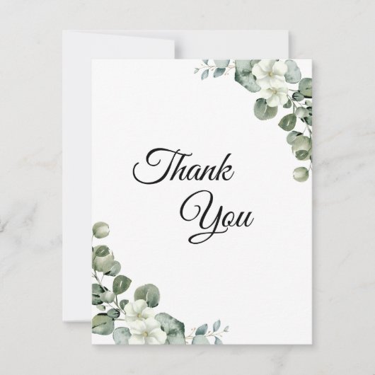 Eucalyptus waterverf rustiek groen bruiloft bedankkaart (Voorkant)