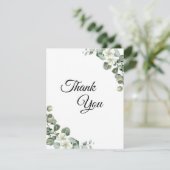 Eucalyptus waterverf rustiek groen bruiloft bedankkaart (Staand voorkant)