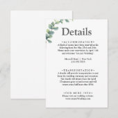 Eucalyptus waterverf rustiek groen bruiloft informatiekaartje (Voorkant / Achterkant)