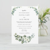 Eucalyptus waterverf rustiek groen bruiloft kaart (Staand voorkant)