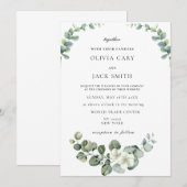 Eucalyptus waterverf rustiek groen bruiloft kaart (Voorkant / Achterkant)