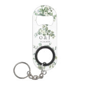 Eucalyptus waterverf rustiek groen bruiloft mini flessenopener (Voorkant)