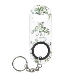 Eucalyptus waterverf rustiek groen bruiloft mini flessenopener