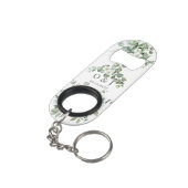 Eucalyptus waterverf rustiek groen bruiloft mini flessenopener (Achterkant Gekanteld)