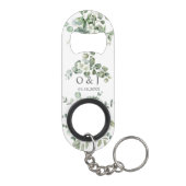 Eucalyptus waterverf rustiek groen bruiloft mini flessenopener (Achterkant)