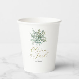 Eucalyptus waterverf rustiek groen bruiloft papieren bekers