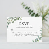 Eucalyptus waterverf rustiek groen bruiloft RSVP kaartje (Staand voorkant)