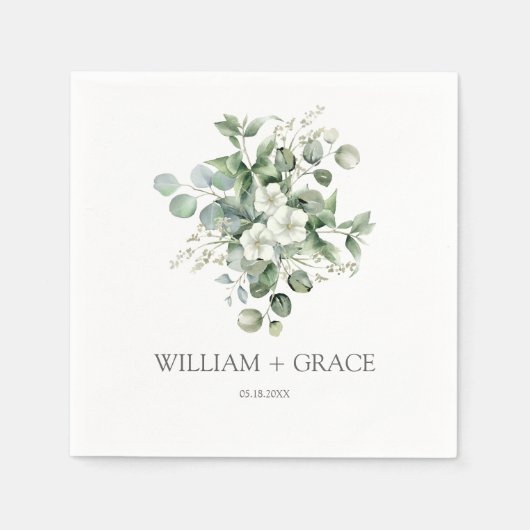 Eucalyptus waterverf rustiek groen bruiloft servet (Voorkant)