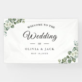 Eucalyptus waterverf rustiek groen bruiloft spandoek (Horizontaal)