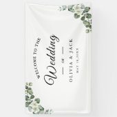 Eucalyptus waterverf rustiek groen bruiloft spandoek (Verticaal)