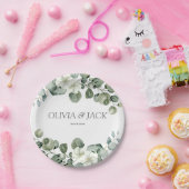 Eucalyptus waterverf Rustieke Groene Huwelijk Papieren Bordje (Feest)