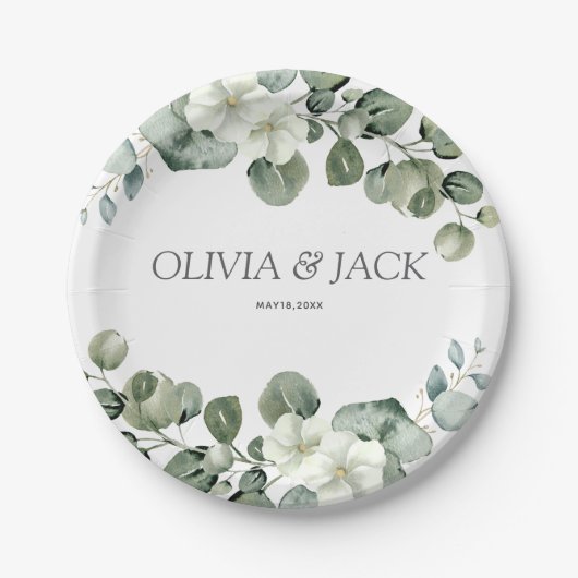 Eucalyptus waterverf Rustieke Groene Huwelijk Papieren Bordje (Voorkant)