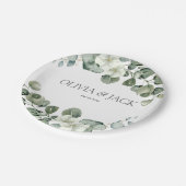 Eucalyptus waterverf Rustieke Groene Huwelijk Papieren Bordje (Gekanteld)