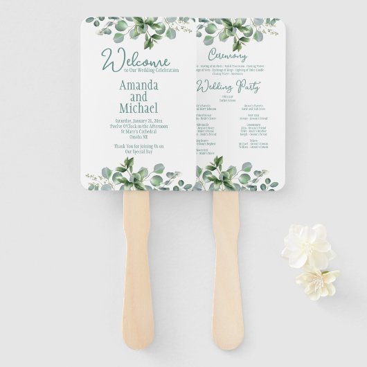 Eucalyptus Waterverf Sage Emerald Green Programme Handwaaier (Voorkant en achterkant)