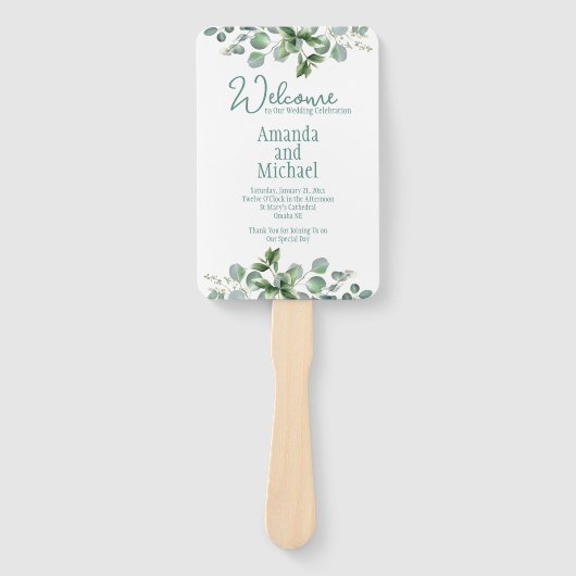 Eucalyptus Waterverf Sage Emerald Green Programme Handwaaier (Voorkant)