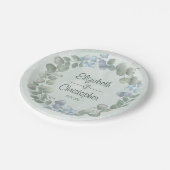 Eucalyptus Waterverf Sage Green Dusta blue Papieren Bordje (Gekanteld)