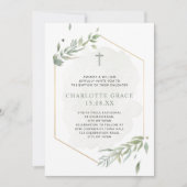 Eucalyptus Waterverf Sage Green & Gold Baptisme Kaart (Voorkant)